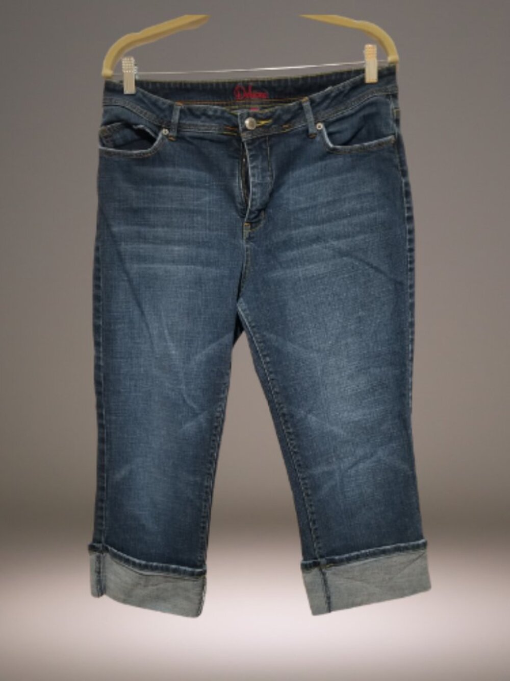 Deluxe LA Blues Womens 14 Cuffed Denim Capri Jeans Stretch Medium Wash